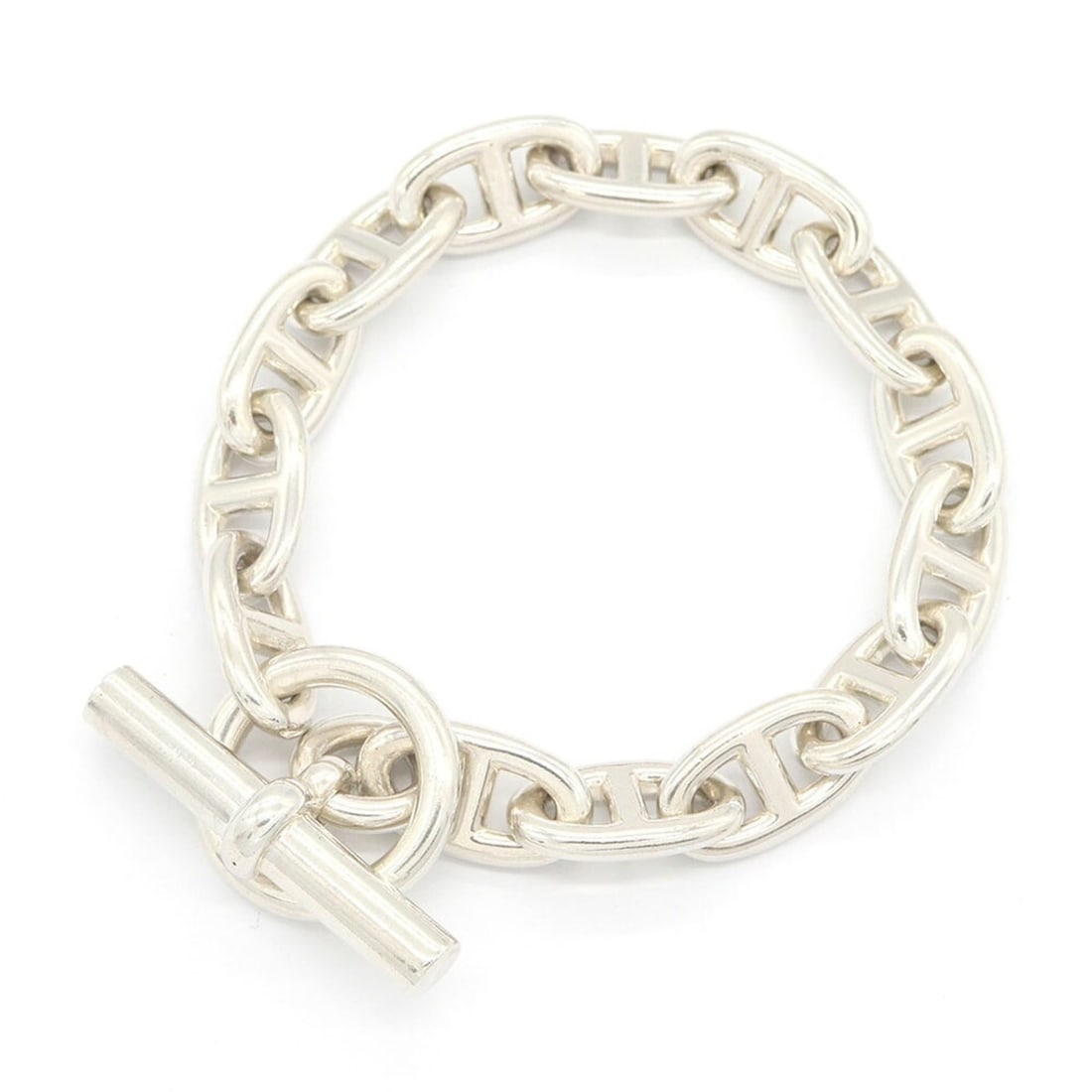 Hermes Chaine d'Ancre Bracelet GM 14 links SV Sterling Silver 925 Hallmarked Bangle Women's Men's: --- Catalog ---Category: SizeLength: 19cm / 7.48''Category: DesignType: Charm braceletGender: Men,WomenMaterial: Sterling silver 925Category: GeneralBrand: Hermes--- Item List ---Section: ConditionRan