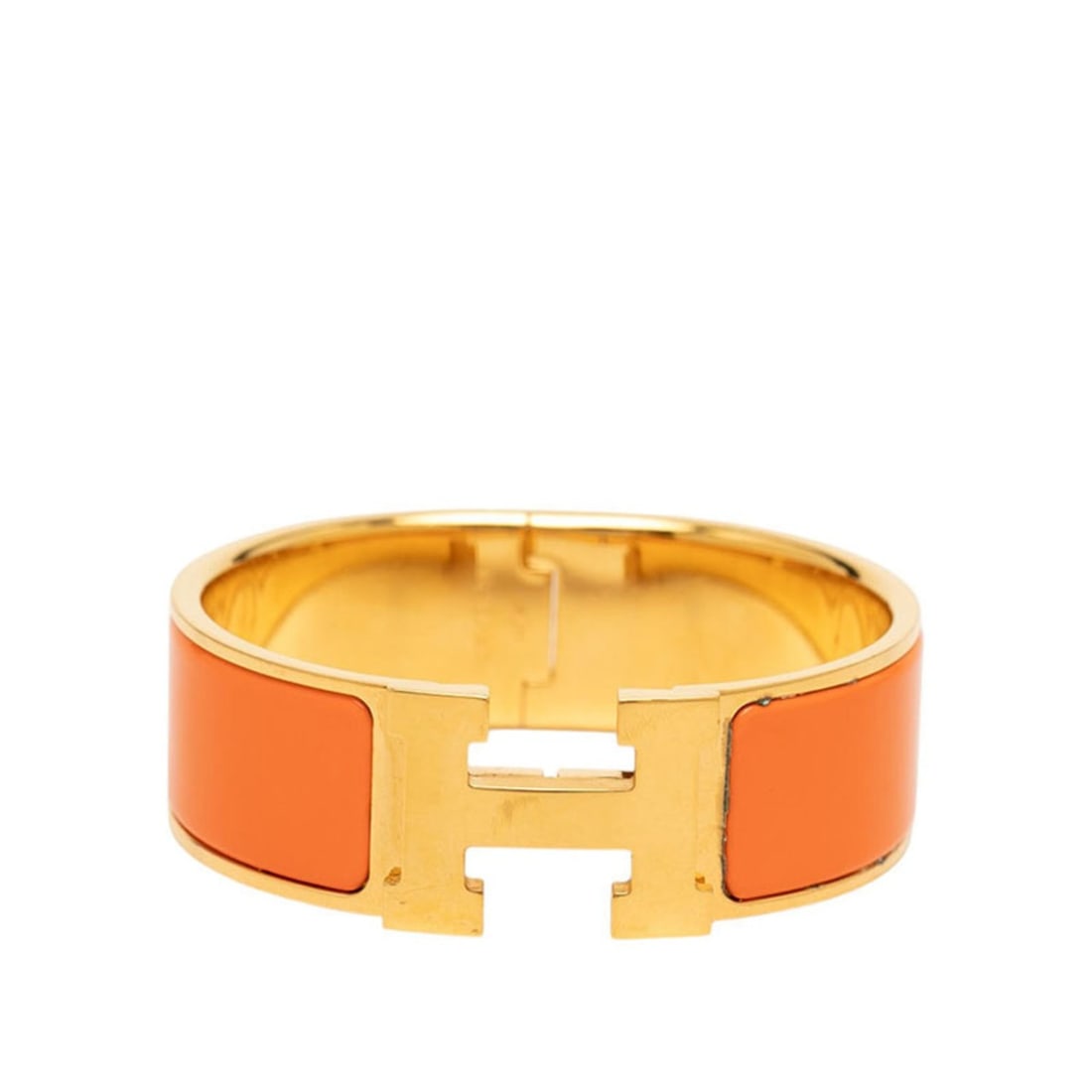 Hermes Clic Clac H PM Bracelet Bangle Gold Orange Plated Enamel Women's HERMES: --- Catalog ---Category: SizeLength: 19cm / 7.48''Category: DesignType: Charm braceletColor: Gold orangeGender: WomenMaterial: EnamelCategory: GeneralBrand: Hermes--- Item List ---Section: ConditionRa