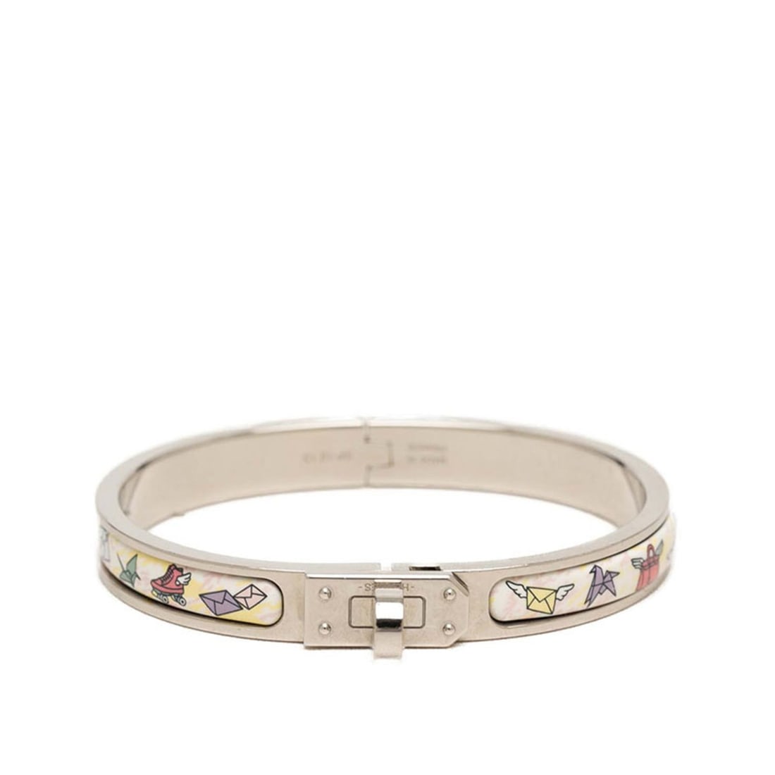 Hermes Mini Click Kelly PM Bracelet Bangle Silver Multicolor Metal Enamel Women's HERMES (1 of 13)