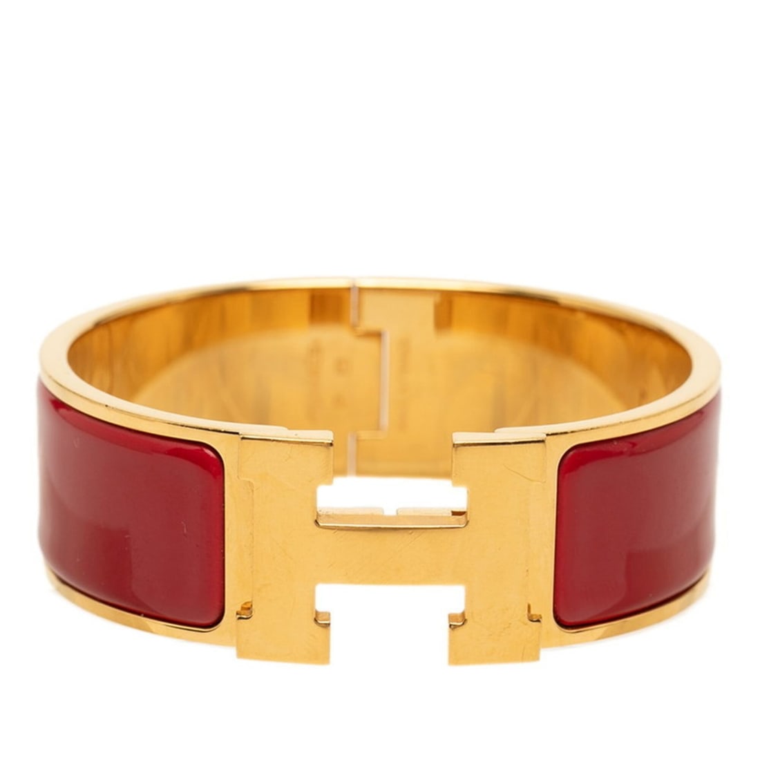 Hermes Clic Clac H PM Bracelet, Gold and Red Plated Enamel, Women's.: --- Catalog ---Category: SizeLength: 19cm / 7.48''Category: DesignType: Charm braceletColor: Gold, Red colorGender: WomenMaterial: EnamelCategory: GeneralBrand: Hermes--- Item List ---Section: Conditi