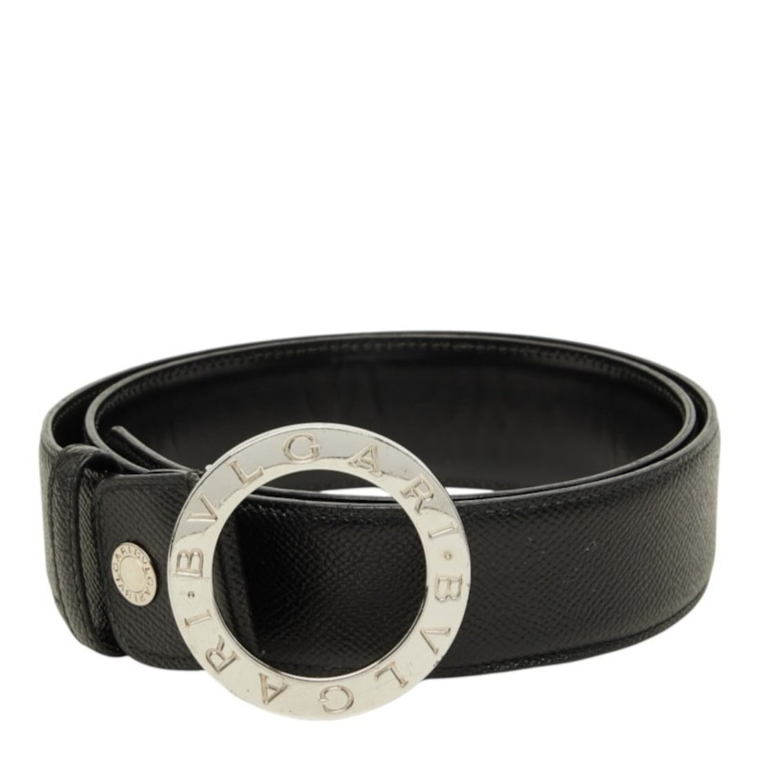 Bulgari Circle Logo Buckle Belt, Size 110 (44), Black Leather, Metal, Men's, BVLGARI: --- Catalog ---Category: SizeLength: 104cm / 40.94''Category: DesignType: Standard beltColor: BlackGender: MenMaterial (Strap): Leather Material (Buckle): MetalCategory: GeneralBrand: Bvlgari--- Item 