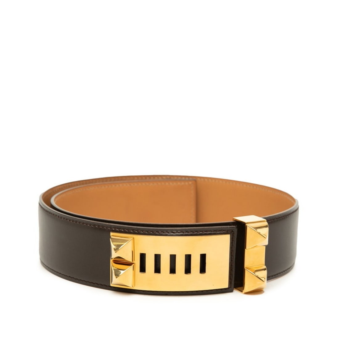 Hermes Collier de Chien Belt, Size 70, ?A, 1997, Brown, Gold Hardware, Box Calf Leather, Women's. (1 of 12)