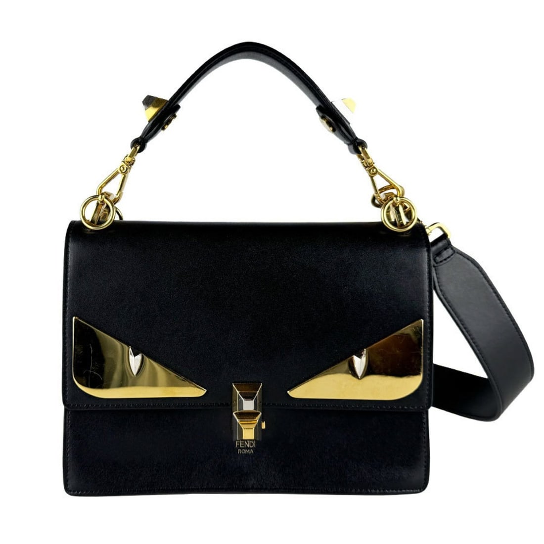 Fendi FENDI Handbag Shoulder Bag Kanai Monster Eye Leather Black Women's 8BT283 A383 z10774: --- Catalog ---Category: SizeSize (HxWxD): 18cm x 25cm x 10cm / 7.08'' x 9.84'' x 3.93''Category: DesignType: Handbag, Shoulder bagColor: BlackGender: WomenMaterial: Leather Category: GeneralMPN: 8BT2