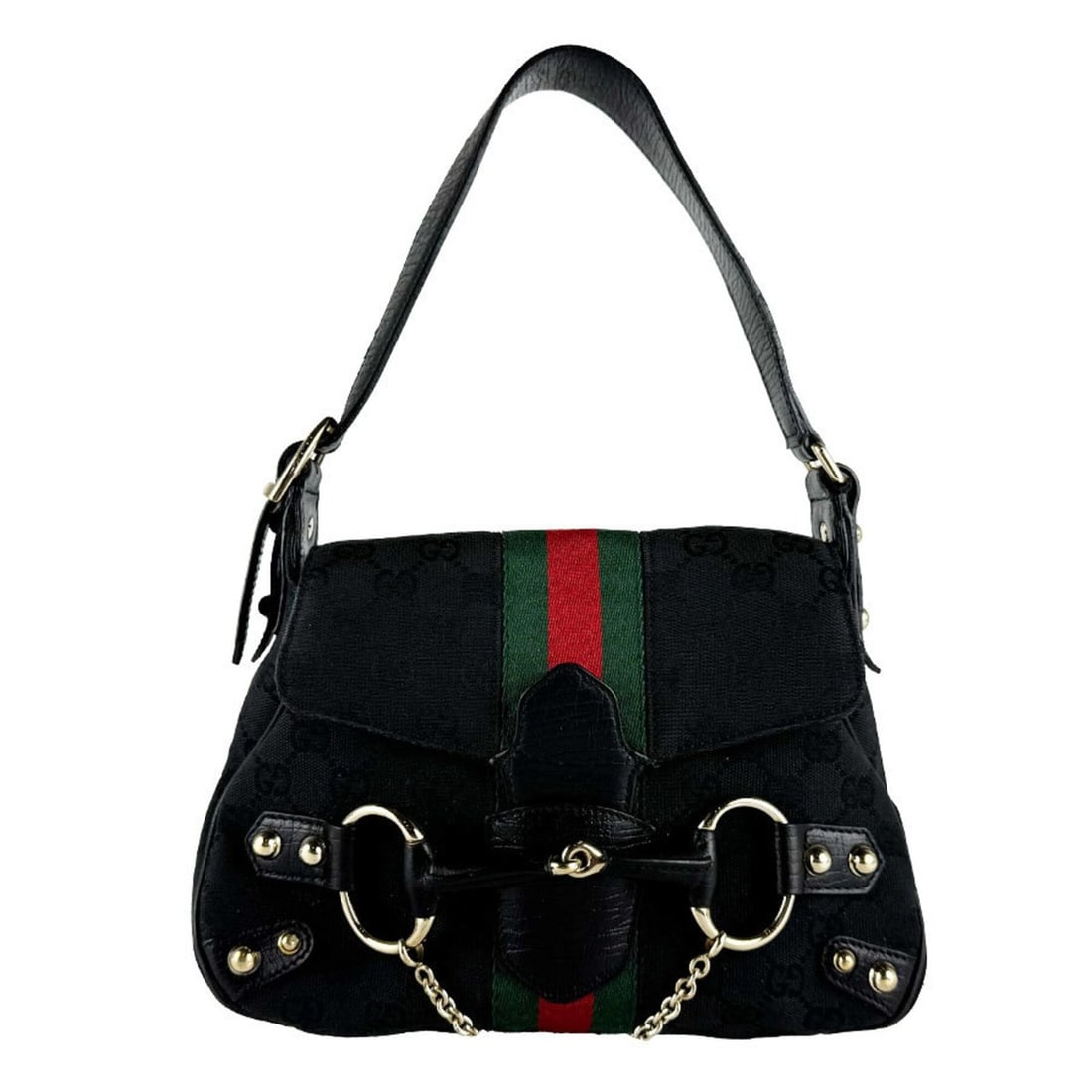 Gucci GUCCI Handbag Horsebit GG Canvas Leather Black Women's 131473 z10781: --- Catalog ---Category: SizeSize (HxWxD): 20cm x 25cm x 5cm / 7.87'' x 9.84'' x 1.96''Category: DesignType: HandbagColor: BlackGender: WomenMaterial: GG canvas , Leather Category: GeneralMPN: