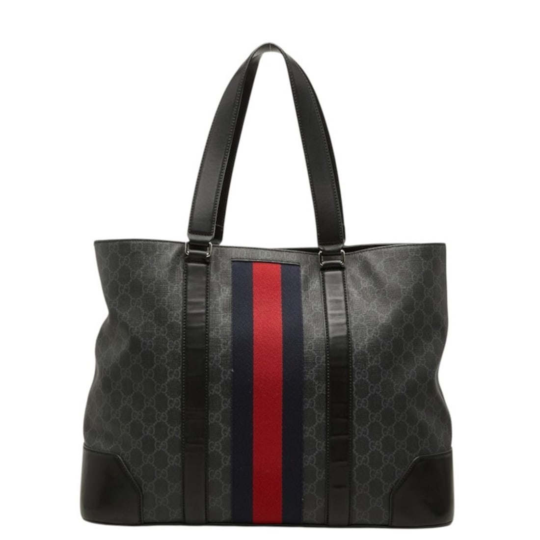 Gucci GG Supreme Sherry Line Tote Bag 495560 Black Gray Leather Women's GUCCI: --- Catalog ---Category: SizeSize (HxWxD): 31.5cm x 43.5cm x 14cm / 12.4'' x 17.12'' x 5.51''Category: DesignType: Tote bagColor: Black, GrayGender: WomenMaterial: PVC , Leather Category: GeneralMPN: 