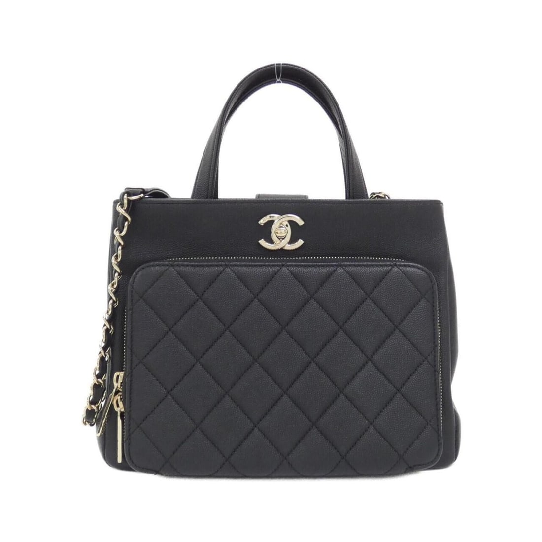 Chanel 93750 handbag: --- Catalog ---Category: SizeSize (HxWxD): 20cm x 26cm x 12cm / 7.87'' x 10.23'' x 4.72''Category: DesignType: HandbagColor: Black, BordeauxGender: Men,WomenMaterial: Grained Calfskin Hardware Color: