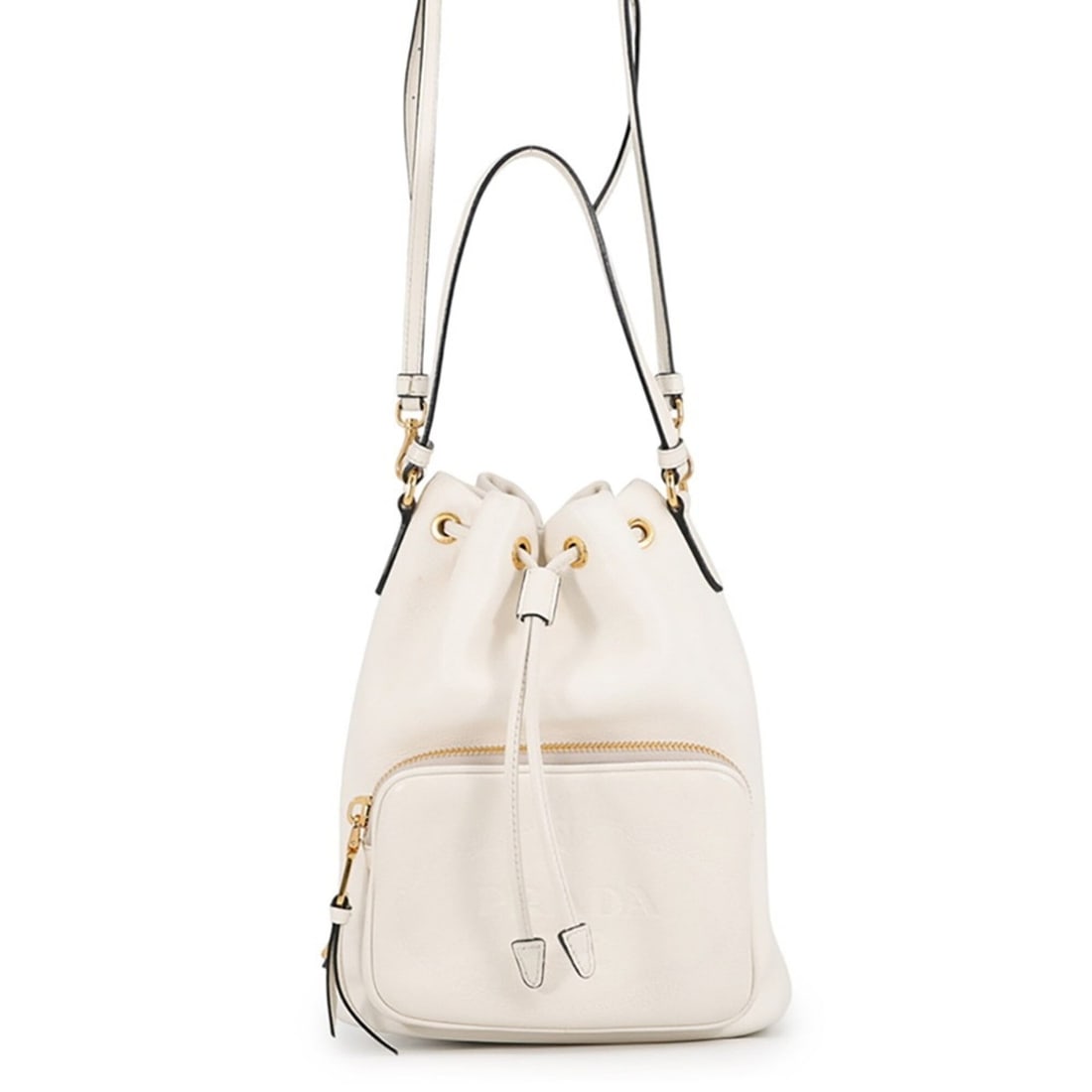 Prada Handbag Duet Triangle Leather 1BH038 PRADA 2-way Shoulder Bag White (1 of 19)