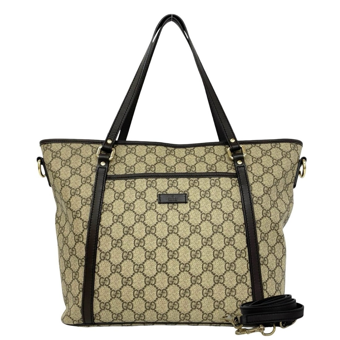 GUCCI GG Supreme Logo Leather 2-Way Tote Bag, Shoulder Handbag, Beige/Brown 35444 (1 of 20)