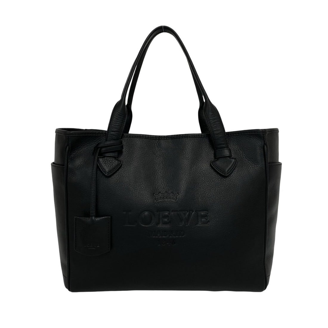 LOEWE Vintage Heritage Leather Tote Bag, Handbag, Semi-Shoulder Black, 61750: --- Catalog ---Category: SizeSize (HxWxD): 25cm x 28.5cm x 13cm / 9.84'' x 11.22'' x 5.11''Category: DesignType: Handbag, Shoulder bag, Tote bagColor: BlackGender: WomenMaterial: Leather Category: Gen