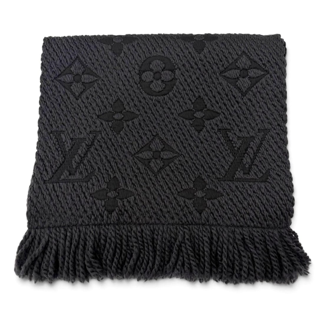 LOUIS VUITTON 402336 Echarpe Logomania Wool Silk Anthracite Monogram Fringed Stole Scarf, Made in: --- Catalog ---Category: SizeSize (LxW): 1.54m x 31.5cm / 60.62'' x 12.4''Category: DesignType: StoleGender: MenMaterial: Wool , Silk Category: GeneralMPN: 402336Brand: Louis VuittonCountry of