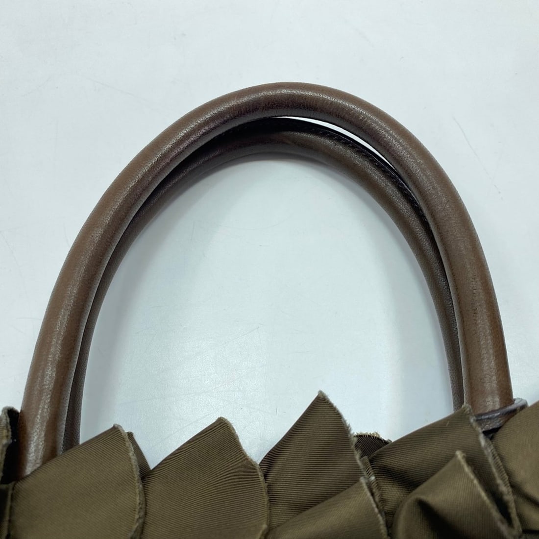 PRADA Frill Handbag Brown - 10