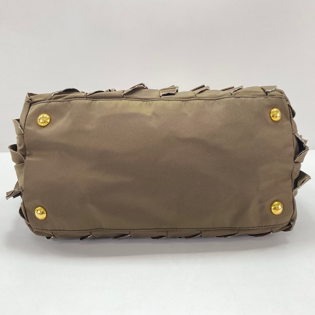 PRADA Frill Handbag Brown - 6