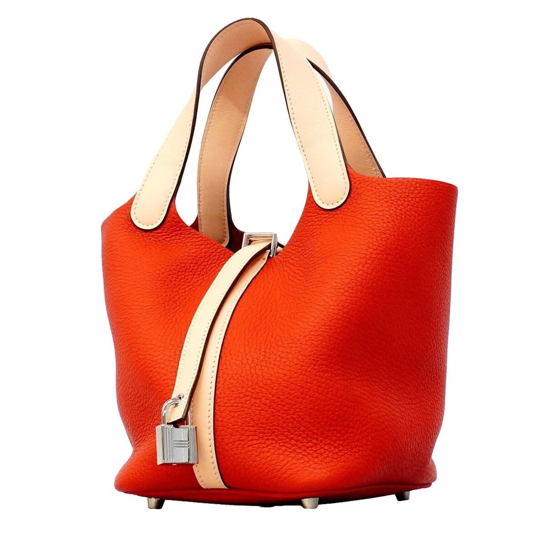 Hermes Picotin Lock PM Touch handbag, Taurillon Clemence Swift leather, Rouge Tomato/Rose Eglantine, (1 of 10)