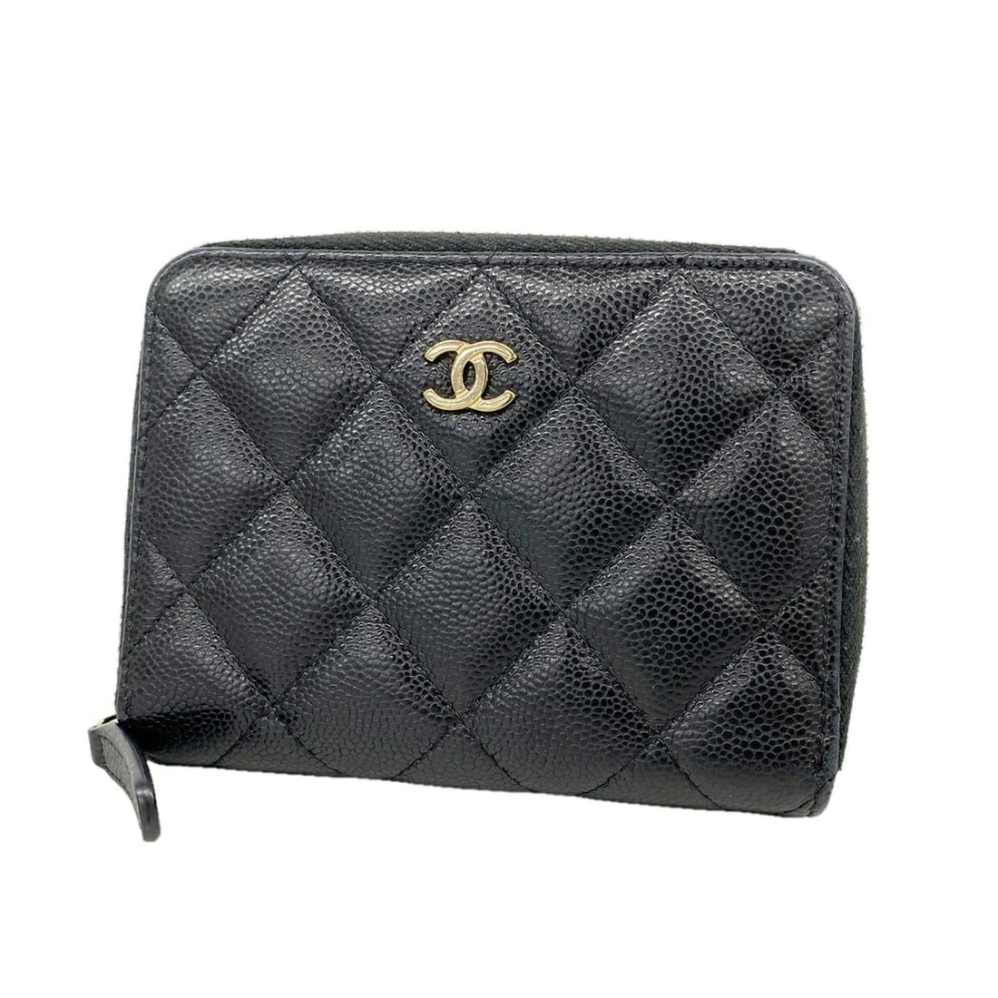 Chanel Matelassé Caviar Leather Wallet, Black/Champagne, Women's, OP018153: --- Catalog ---Category: SizeSize (HxWxD): 9cm x 12cm x 2cm / 3.54'' x 4.72'' x 0.78''Category: DesignType: Wallet (bi-fold)Color: BlackGender: WomenMaterial: Grained Calfskin Category: GeneralBrand: 