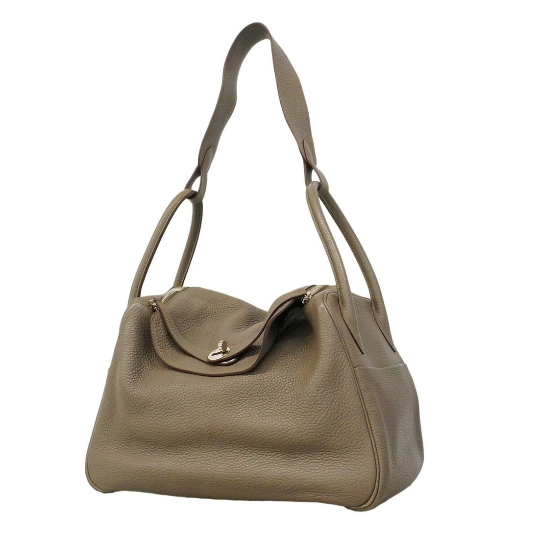 Hermes Lindy 34 Handbag, Taurillon Clemence Leather, Etoupe, ?O Stamp, 2-way Bag for Women, (1 of 12)