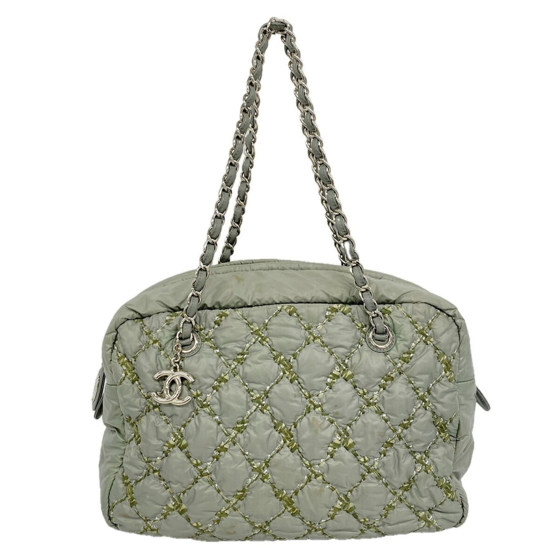 Chanel Tote Bag/Chain Tote, Nylon, Green, Women's (1 of 13)