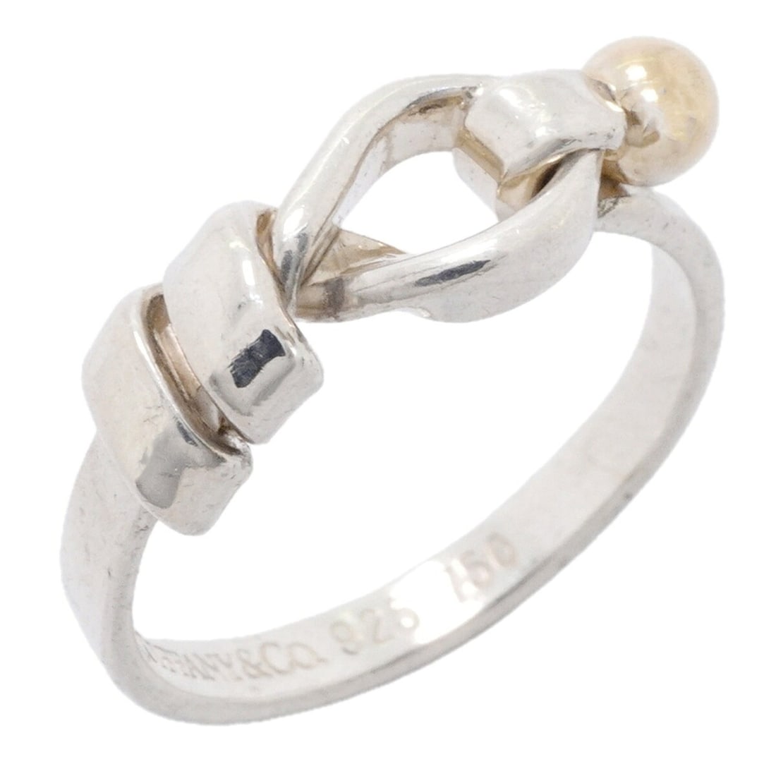 Tiffany & Co. Hook Eye Ring, 18K Yellow Gold (KYG), Sterling Silver 925, Size 12, Women's: --- Catalog ---Category: SizeJP Size: 12US Size: 6.5Category: DesignType: Band ringGender: WomenMaterial: Silver 925, Yellow gold (18K)Category: GeneralBrand: Tiffany--- Item List ---Section: Conditio