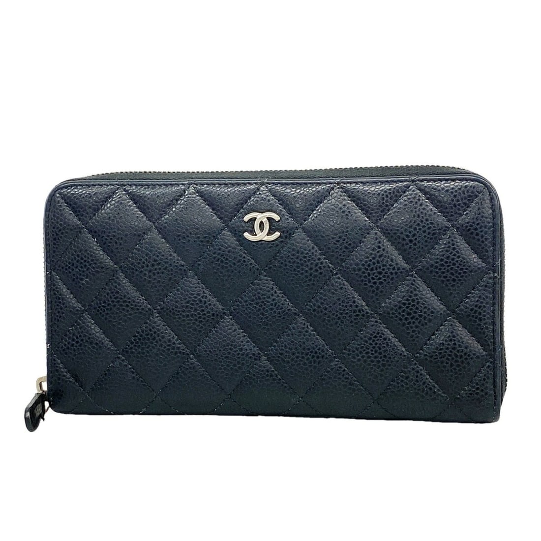 Chanel long wallet, Matelassé caviar leather, black, women's.: --- Catalog ---Category: SizeSize (HxWxD): 10cm x 19cm x 2cm / 3.93'' x 7.48'' x 0.78''Category: DesignType: Long wallet (bi-fold)Color: BlackGender: WomenMaterial: Grained Calfskin Category: GeneralB