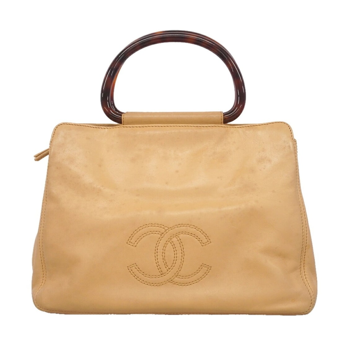 Chanel handbag, lambskin, beige, women's. (1 of 11)
