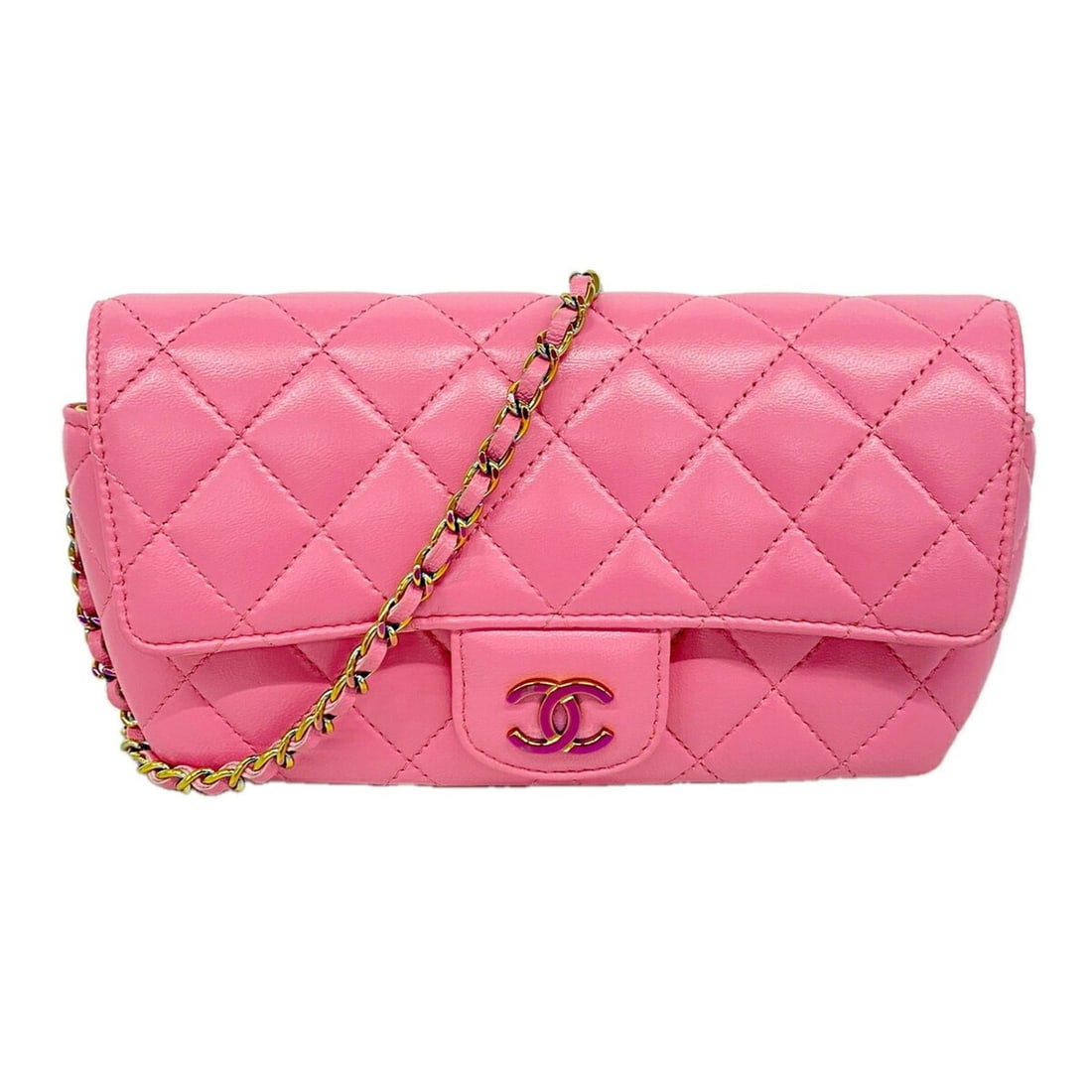Chanel Matelassé Chain Shoulder Bag, Lambskin, Pink Champagne, Women's: --- Catalog ---Category: SizeSize (HxWxD): 10cm x 18cm x 4.5cm / 3.93'' x 7.08'' x 1.77''Category: DesignType: Shoulder bagColor: PinkGender: WomenMaterial: Leather Leather/Fur Type: LambskinCategory: