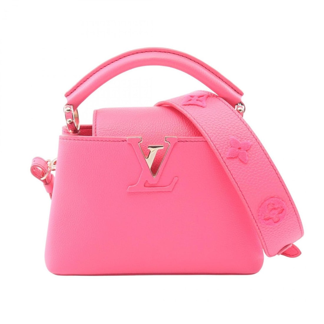 Louis Vuitton Capucines Mini 2-Way Handbag, Leather, Women's, Pink/Neon Pink, M20848: --- Catalog ---Category: SizeSize (HxWxD): 13cm x 20cm x 7cm / 5.11'' x 7.87'' x 2.75''Category: DesignType: HandbagColor: PinkGender: WomenMaterial: Leather Category: GeneralMPN: M20848Brand: Louis V