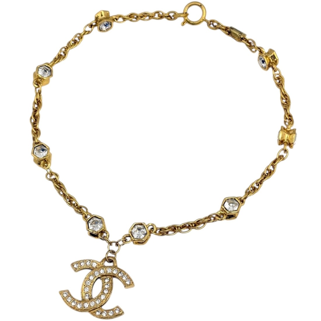 Chanel necklace, Coco Mark, GP rhinestone, gold, for women. (1 of 14)