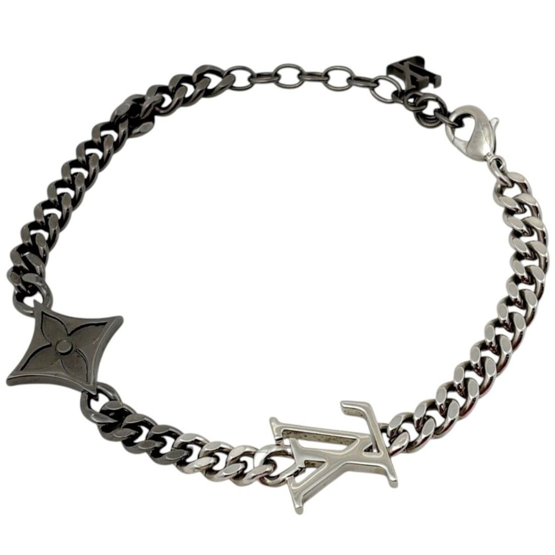 Louis Vuitton LV Instinct Bracelet Monogram Metal Silver Black Women's: --- Catalog ---Category: SizeLength: 16cm - 20cm / 6.29'' - 7.87''Category: DesignType: Charm braceletColor: Black, SilverGender: WomenMaterial: MetalCategory: GeneralMPN: M00508Brand: Louis Vuitton--