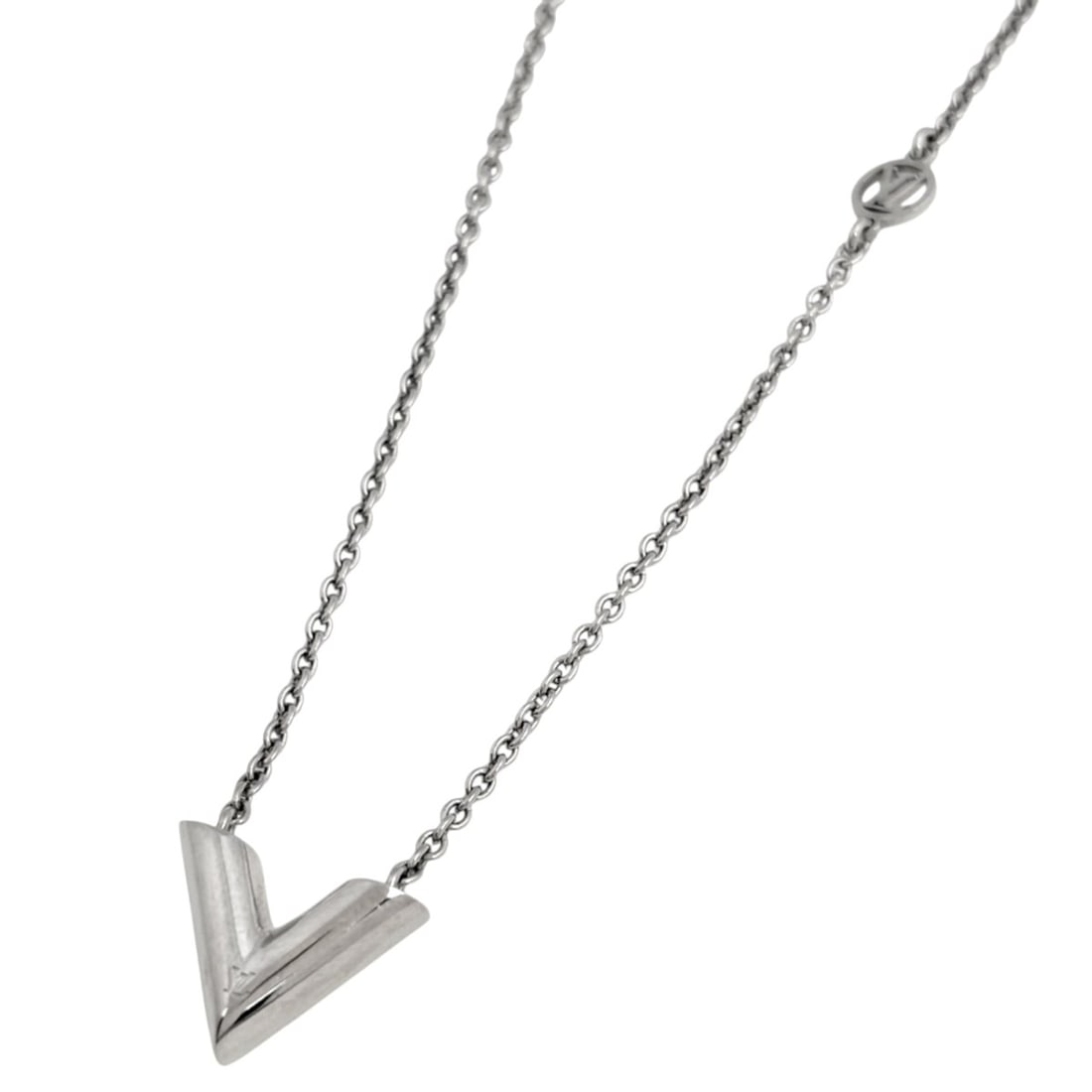 Louis Vuitton Essential V Necklace, Silver Plated, Silver, Women's