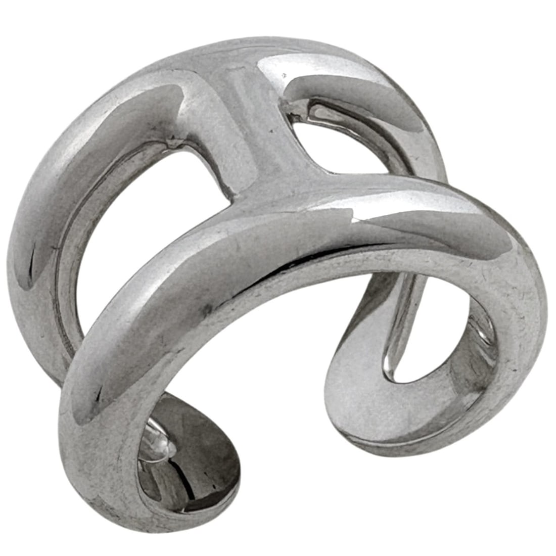 Hermes Osmo's Ring GM, Sterling Silver 925, Women's: --- Catalog ---Category: SizeUS Size: 8.5Brand Size: 57Category: DesignType: Band ringColor: SilverGender: WomenMaterial: Silver 925Category: GeneralBrand: Hermes--- Item List ---Section: ConditionRan