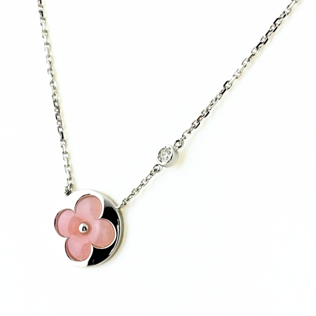 Louis Vuitton Sun Blossom Pendant Pink Opal Diamond Necklace 750 Women's