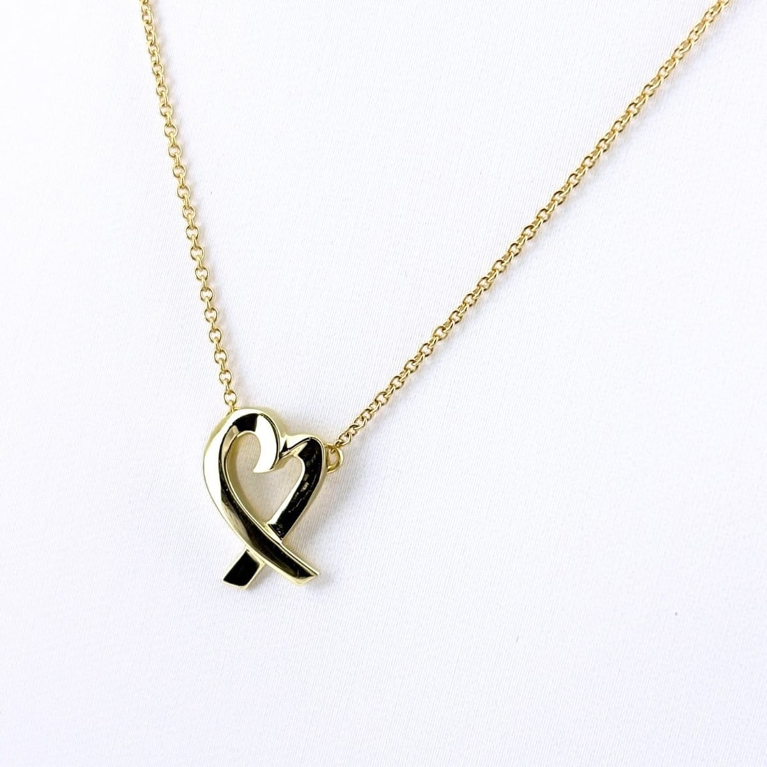 Tiffany & Co. Loving Heart YG Yellow Gold Pendant Paloma Picasso Necklace 750 Women's