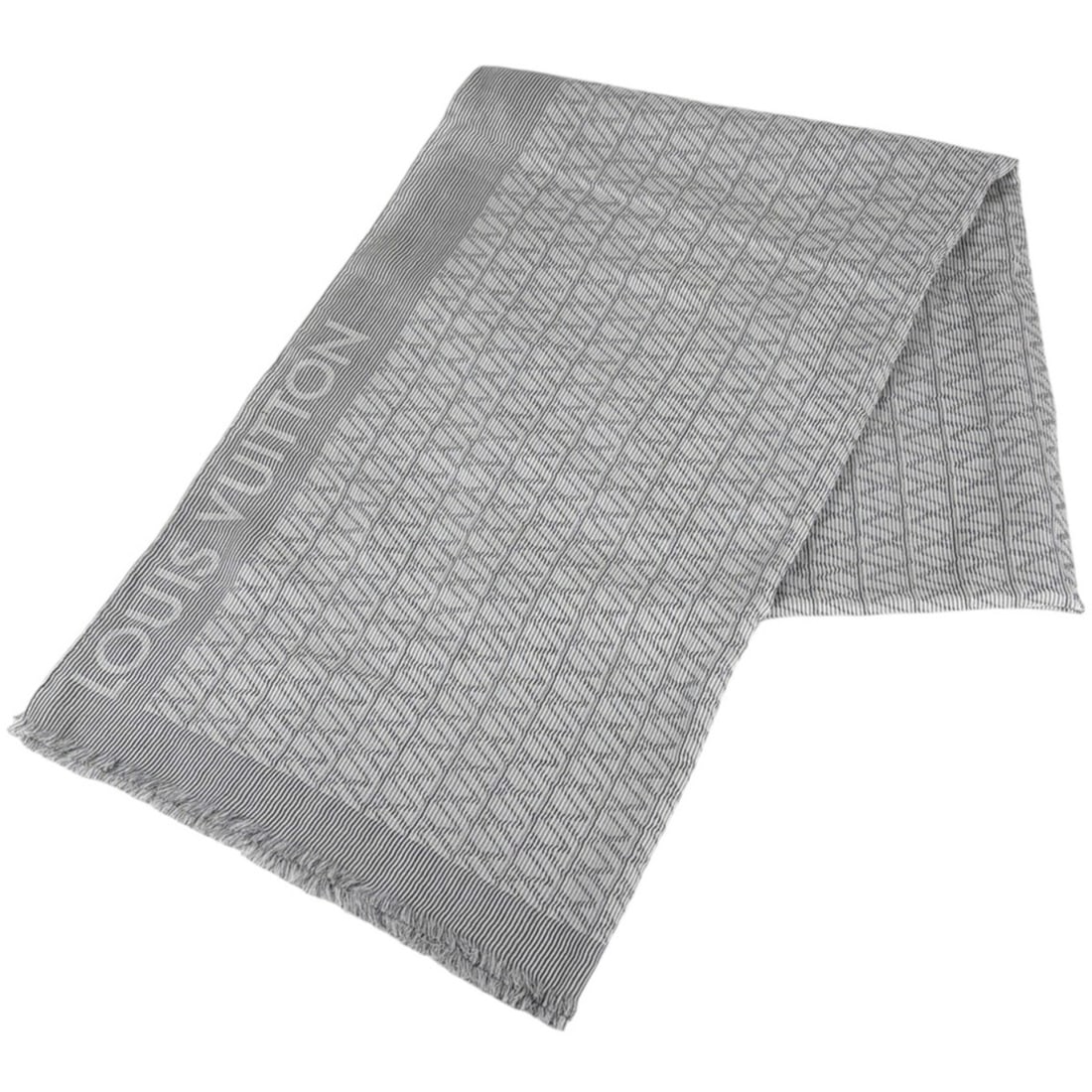 Louis Vuitton fringed cotton silk scarf, gray, for women. (1 of 9)