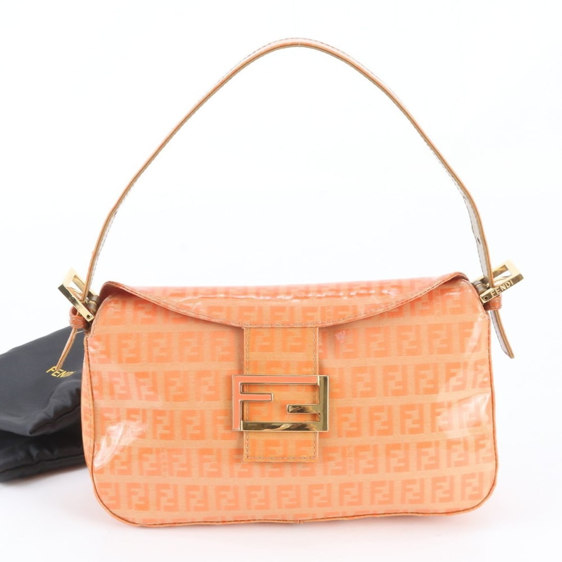 Fendi Zucchino Mamma Bucket Leather Shoulder Bag Handbag for Women: --- Catalog ---Category: SizeSize (HxWxD): 15cm x 25cm x 8cm / 5.9'' x 9.84'' x 3.14''Category: DesignType: Handbag, Shoulder bagColor: OrangeGender: WomenMaterial: Leather , Coated canvas Category: G