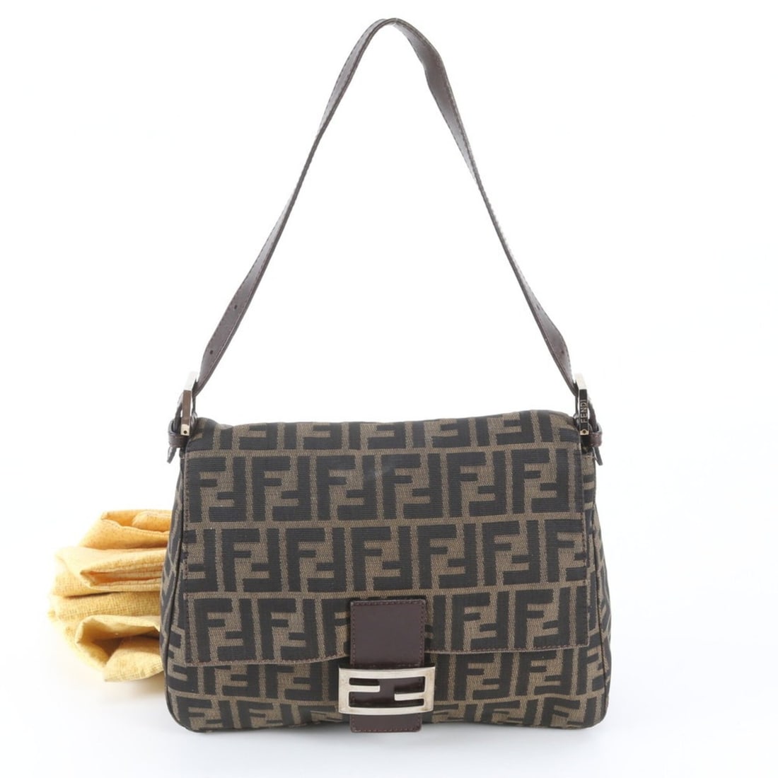 Fendi Zucca Mamma Bucket Leather Canvas Shoulder Bag Handbag for Women: --- Catalog ---Category: SizeSize (HxWxD): 22cm x 28cm x 10cm / 8.66'' x 11.02'' x 3.93''Category: DesignType: Handbag, Shoulder bagColor: BrownGender: WomenMaterial: Leather , Canvas Category: