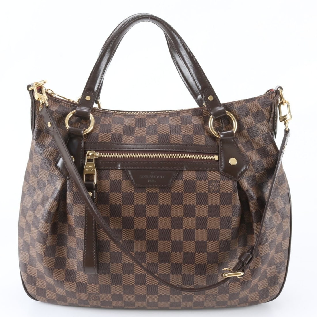 Louis Vuitton Damier Evora MM N41131 Leather 2-Way Shoulder Bag/Tote Bag for Women: --- Catalog ---Category: SizeSize (HxWxD): 30cm x 37cm x 10cm / 11.81'' x 14.56'' x 3.93''Category: DesignType: Shoulder bag, Tote bagColor: BrownGender: WomenMaterial: Leather , Coated canvas Categor