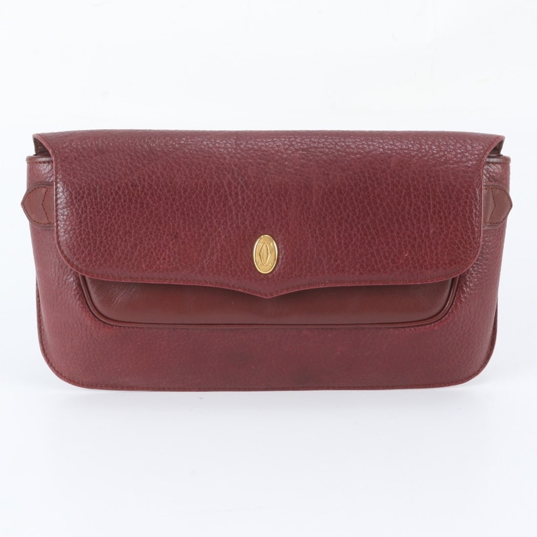 Cartier Must Line Bordeaux Leather Clutch Bag Handbag Second Pouch for Women: --- Catalog ---Category: SizeSize (HxWxD): 16cm x 27cm x 1cm / 6.29'' x 10.62'' x 0.39''Category: DesignType: Clutch bag, Handbag, PouchColor: Wine redGender: WomenMaterial: Leather Category: GeneralB