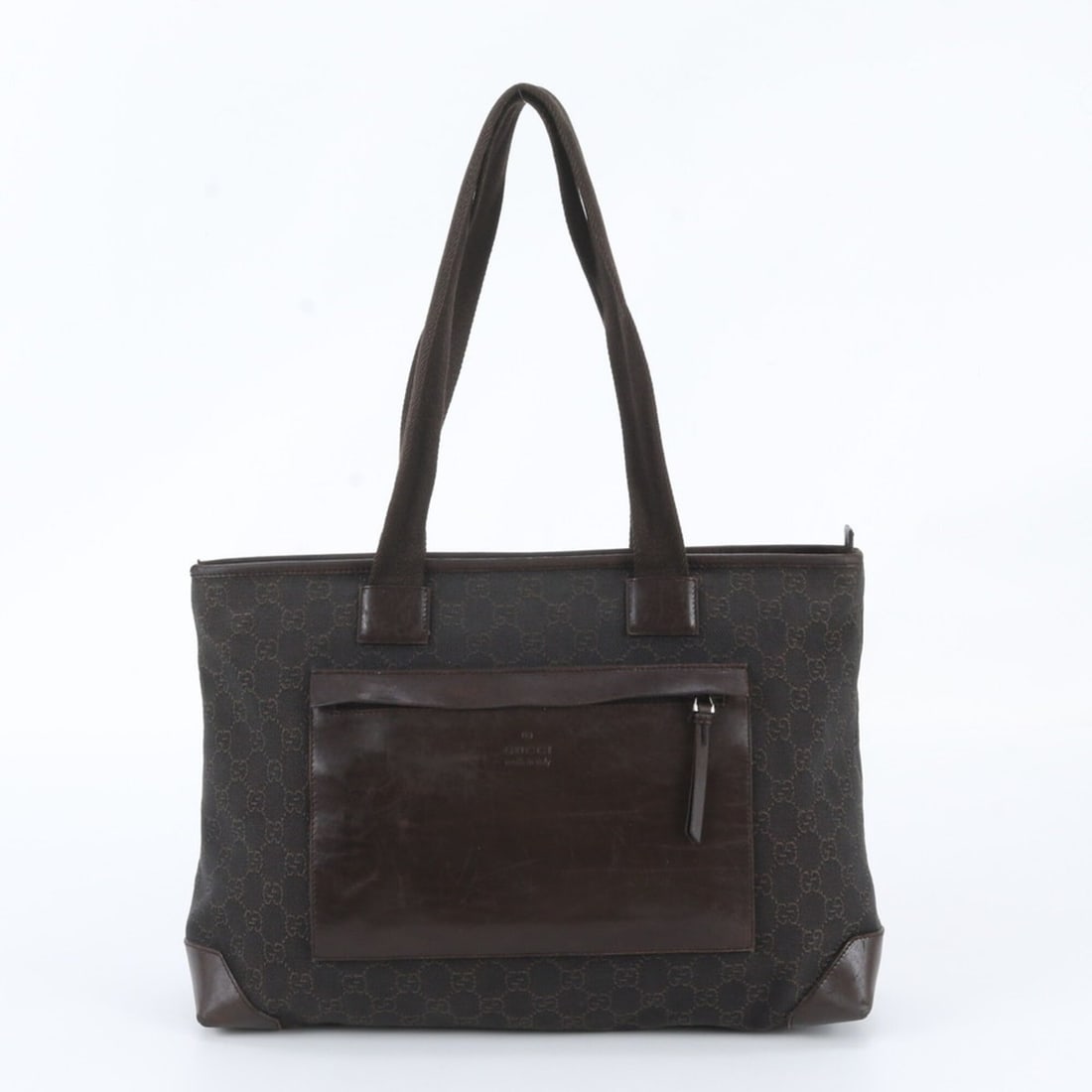 Gucci GG Canvas 34339 Leather Tote Bag Shoulder Handbag Brown Women's
