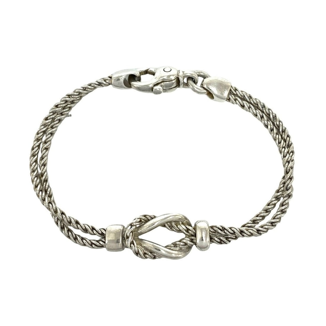 TIFFANY&Co. Tiffany Vintage Double Rope Center Knot Bracelet, Sterling Silver 925, Accessory, 02-10: --- Catalog ---Category: SizeLength: 18cm / 7.08''Category: DesignType: Charm braceletColor: SilverGender: WomenMaterial: Silver 925Category: GeneralBrand: Tiffany--- Item List ---Section: ConditionRa