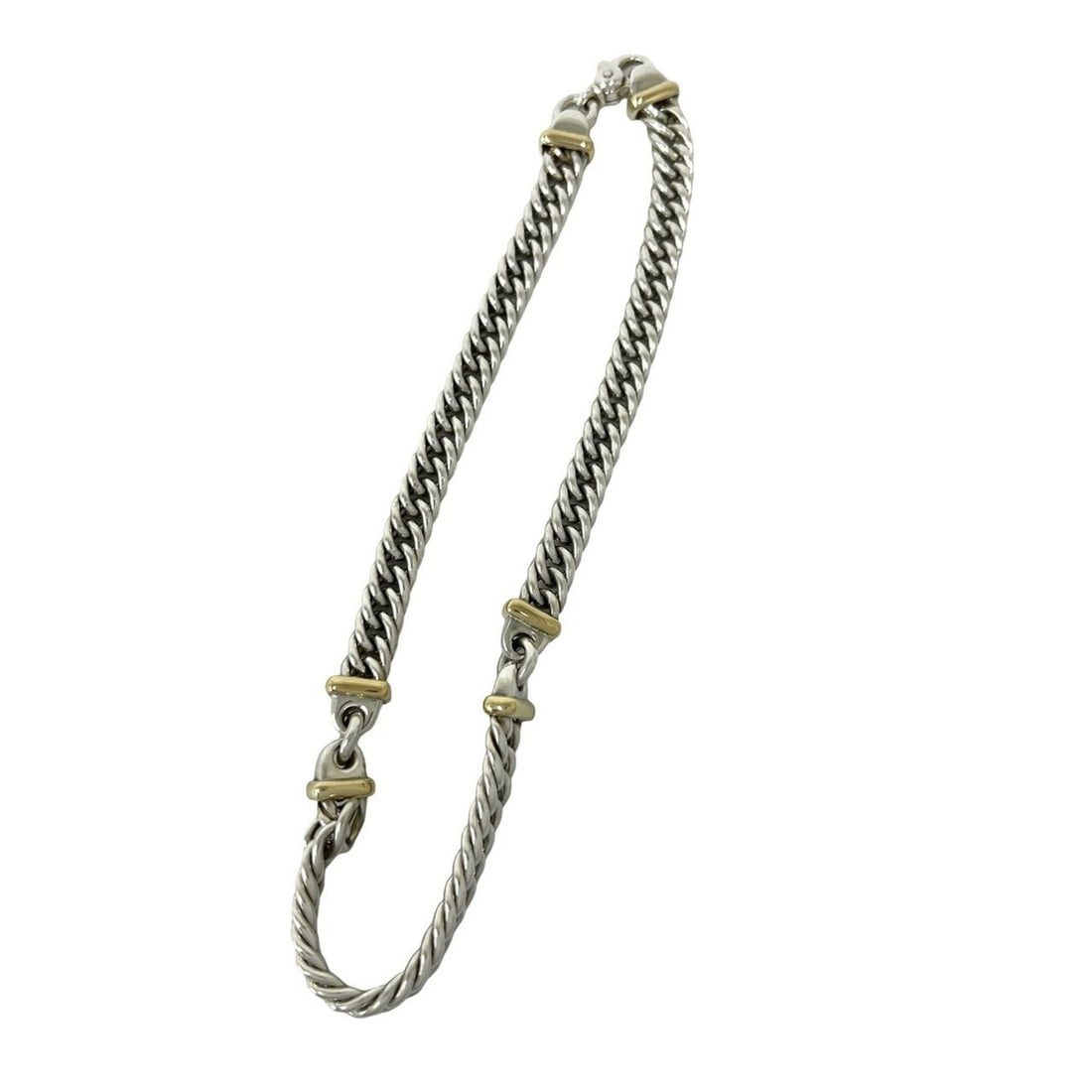 TIFFANY&Co. Tiffany Rope Chain Necklace, Sterling Silver 925, 18K Yellow Gold, Necklace 71222: --- Catalog ---Category: SizeNeck Circumference: 40.4 cm / 15.9''Category: DesignColor: Gold, SilverGender: WomenMaterial: Silver 925, Yellow gold (18K)Necklace Type: NecklaceCategory: GeneralBrand: T