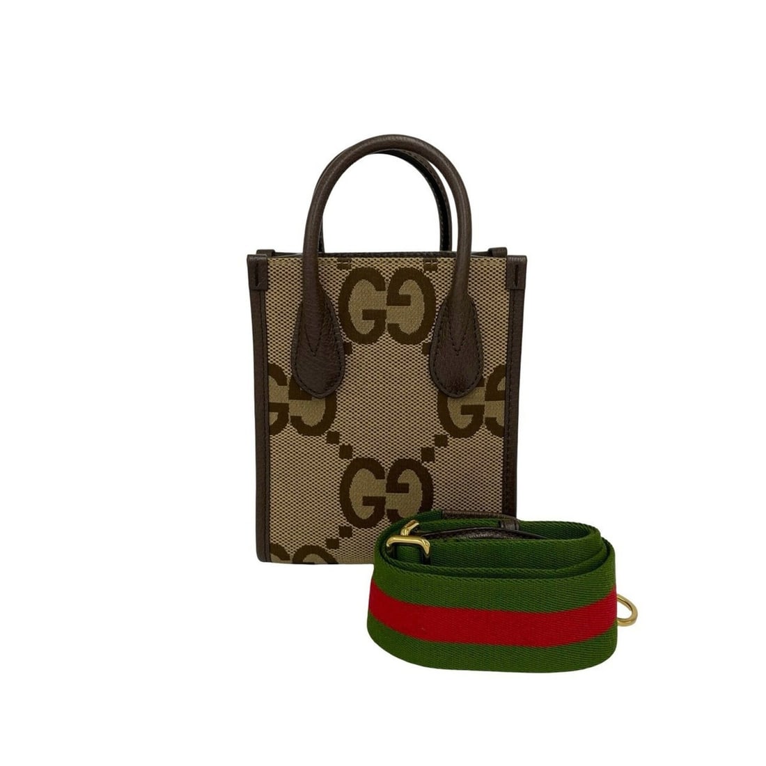 GUCCI Jumbo GG Logo Pattern Canvas Leather 2-Way Shoulder Bag/Handbag Brown 49785: --- Catalog ---Category: SizeSize (HxWxD): 19.5cm x 15.5cm x 4.5cm / 7.67'' x 6.1'' x 1.77''Category: DesignType: Handbag, Shoulder bagColor: BrownGender: WomenMaterial: Canvas , Leather Category: Gen