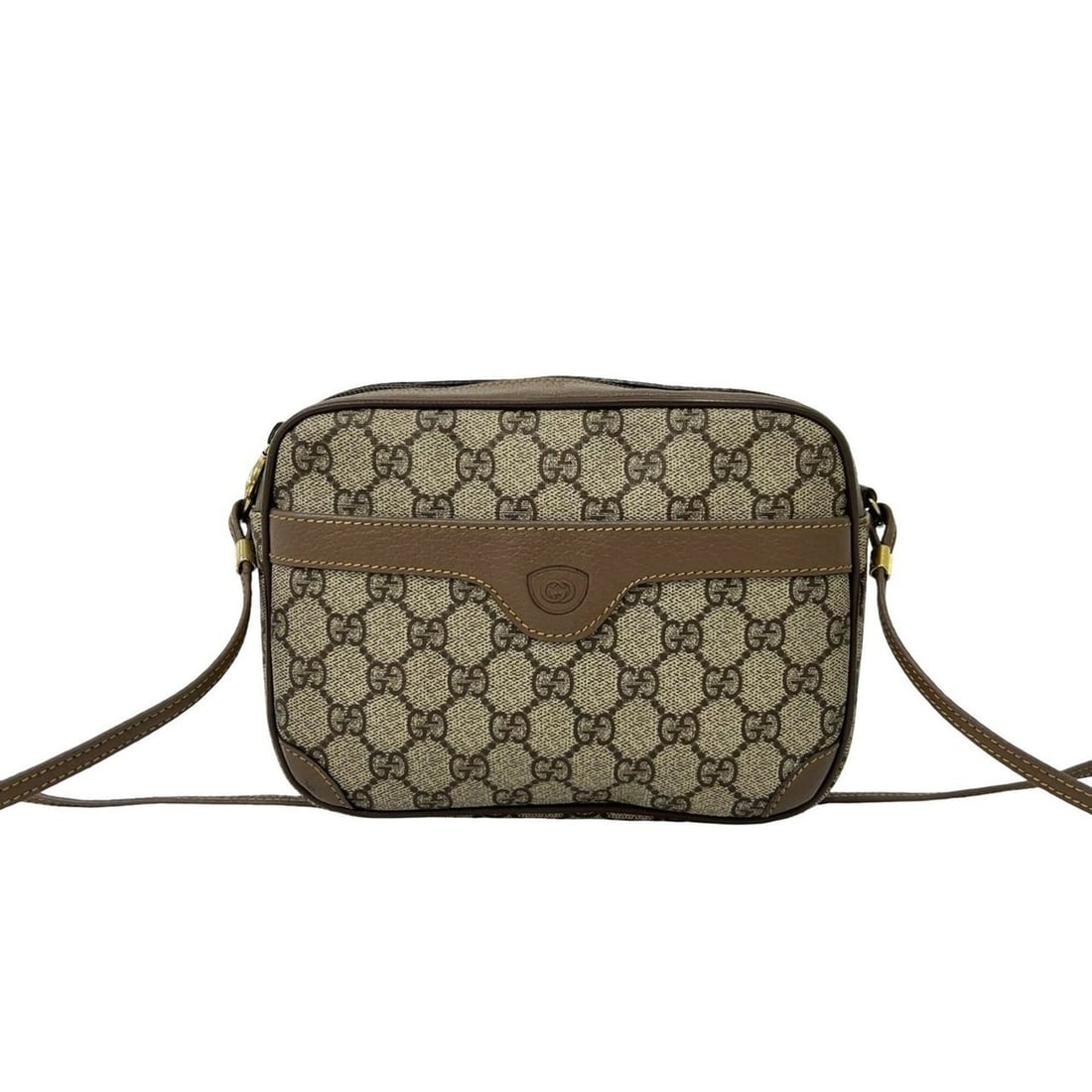 GUCCI Vintage GG Logo Leather Shoulder Bag/Pouch (Brown, 97334): --- Catalog ---Category: SizeSize (HxWxD): 15cm x 21.5cm x 5cm / 5.9'' x 8.46'' x 1.96''Category: DesignType: Pochette, Shoulder bagColor: BrownGender: WomenMaterial: Leather , PVC Category: GeneralBr