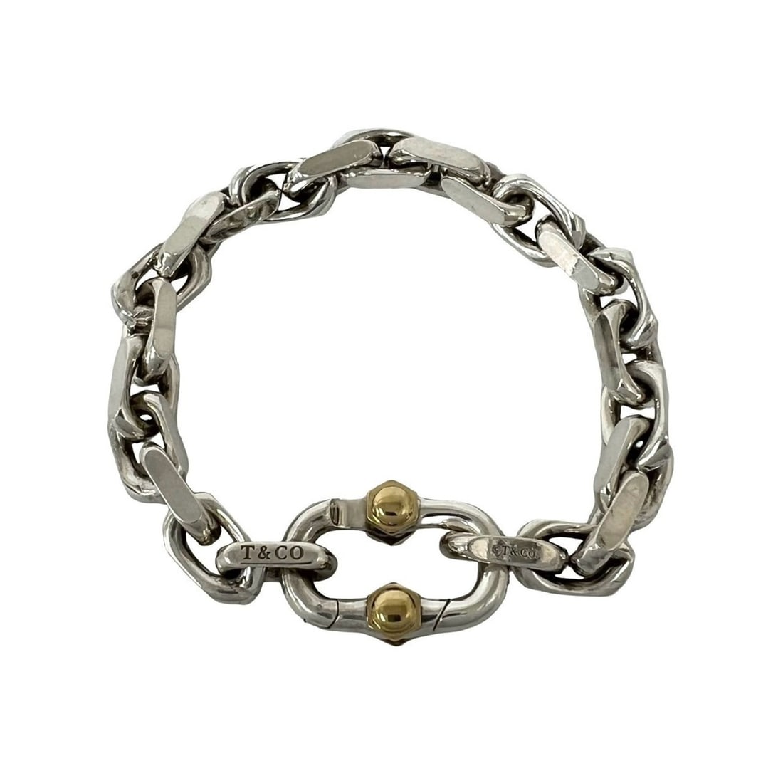 TIFFANY&Co. Tiffany Makers Bracelet, Sterling Silver 925, 18K Yellow Gold 750YG, Accessory, Silver,: --- Catalog ---Category: SizeLength: 17.5cm / 6.88''Category: DesignType: Charm braceletColor: Gold, SilverGender: WomenMaterial: Silver 925, Yellow gold (18K)Category: GeneralBrand: Tiffany--- Item L