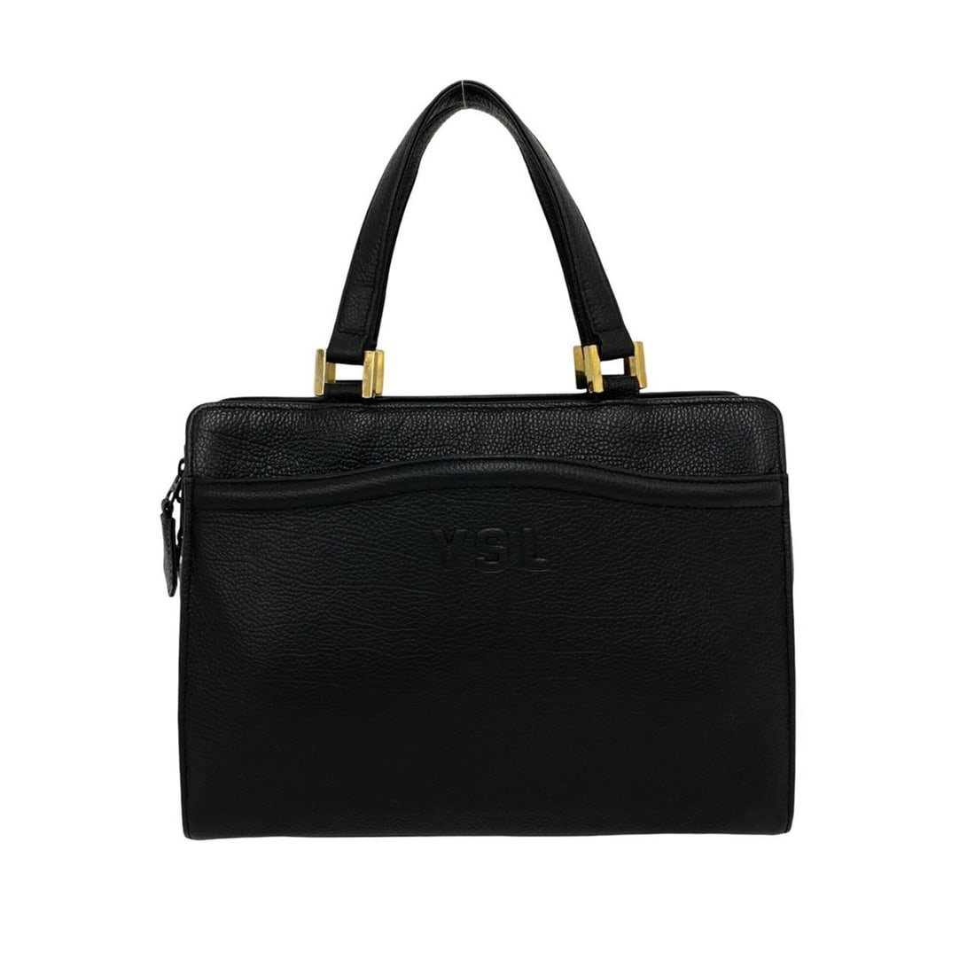 YVES SAINT LAURENT Vintage YSL Logo Embossed Leather Handbag Mini Tote Bag Black 21497: --- Catalog ---Category: SizeSize (HxWxD): 19.5cm x 26cm x 11cm / 7.67'' x 10.23'' x 4.33''Category: DesignType: Handbag, Tote bagColor: BlackGender: WomenMaterial: Leather Category: GeneralBrand: Yve