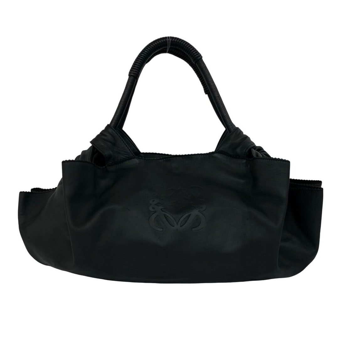 LOEWE Vintage Nappa Aire Anagram Leather Tote Bag Semi Shoulder Black 34830 (1 of 10)