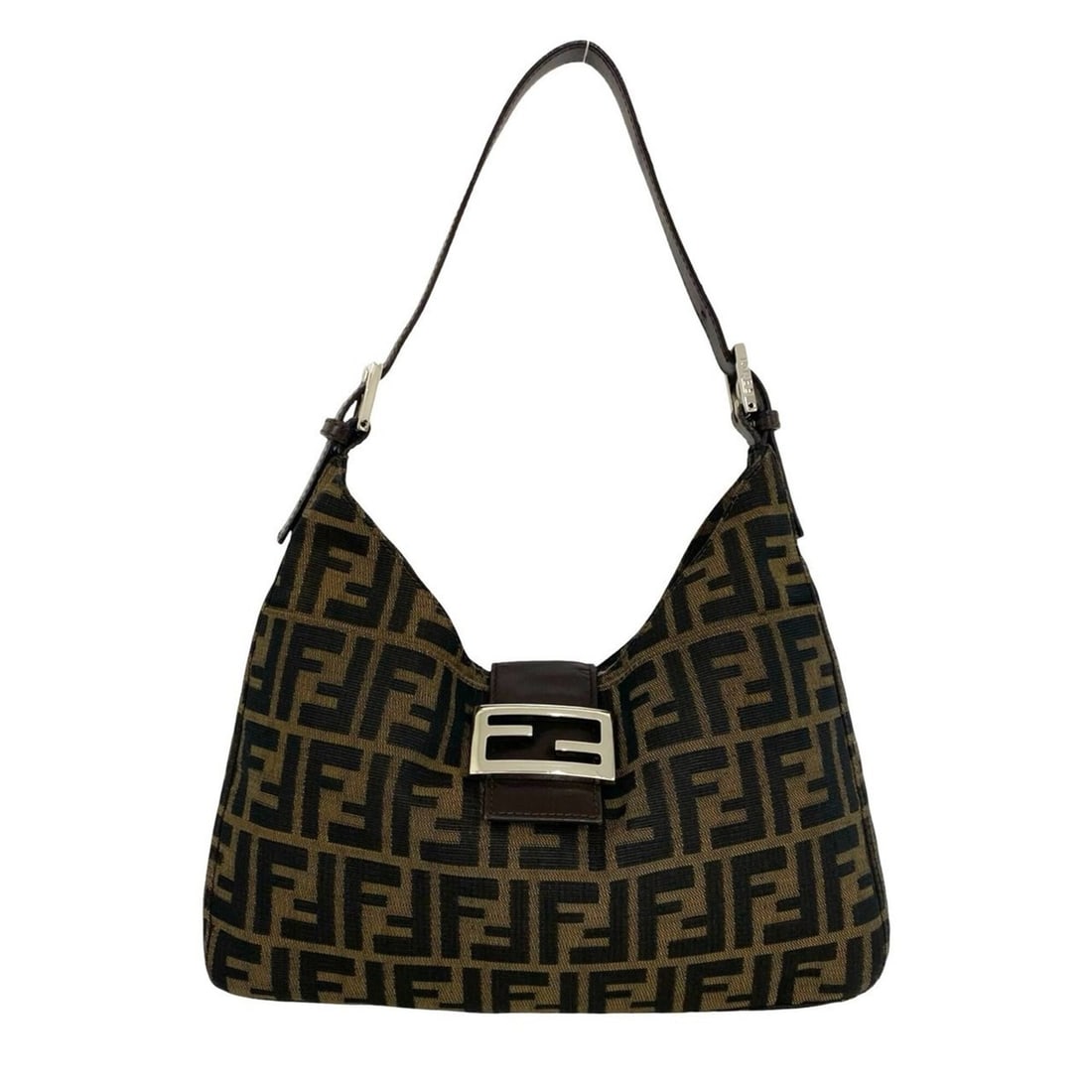 FENDI Vintage Zucca FF Pattern Canvas Leather One Shoulder Bag Handbag Brown 30546 (1 of 10)