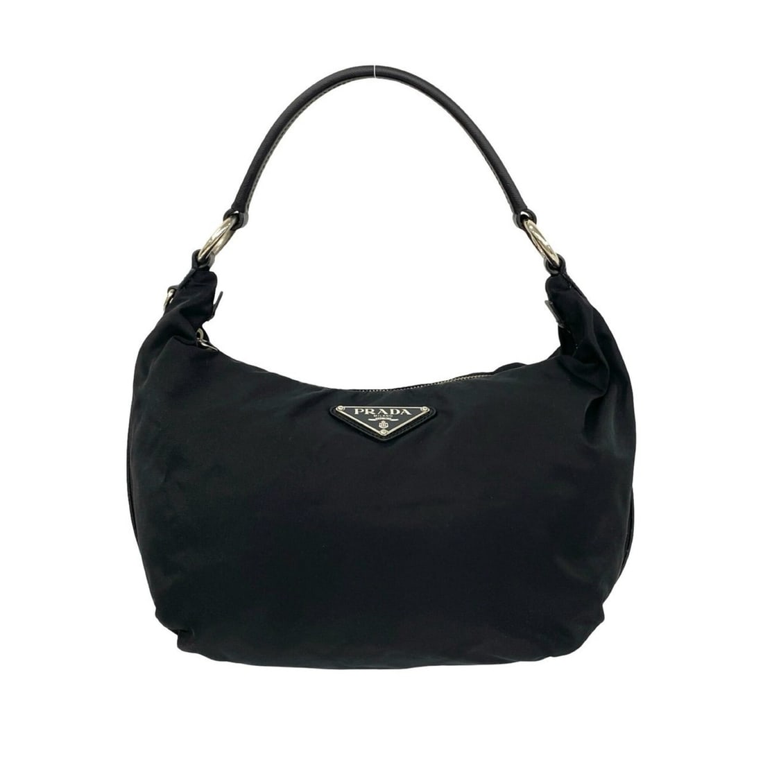 PRADA Triangle Logo Hardware Tessuto Nylon Saffiano Leather Semi One Shoulder Bag Black 00739: --- Catalog ---Category: SizeSize (HxWxD): 27cm x 36cm x 14cm / 10.62'' x 14.17'' x 5.51''Category: DesignType: Shoulder bagColor: BlackGender: WomenMaterial: Nylon , Leather Category: GeneralBrand: P