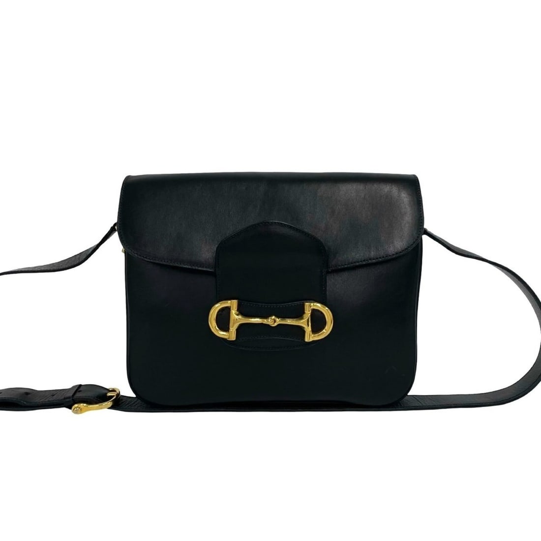 CELINE Vintage Horsebit Hardware Leather One Shoulder Bag Pouch Black 22707 (1 of 10)