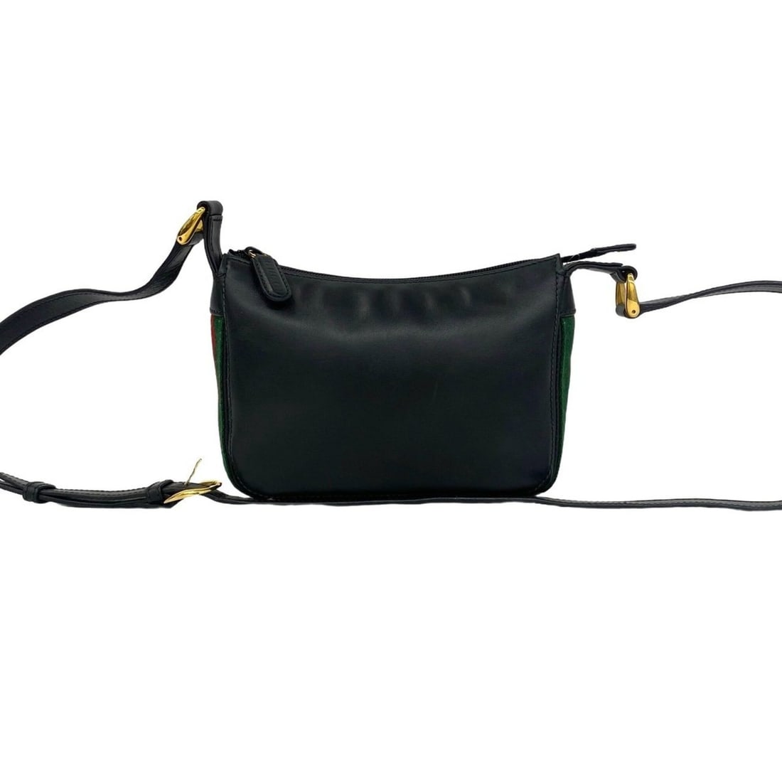 GUCCI Old Gucci Sherry Line Leather Shoulder Bag, Pouch, Sacoche, Black 26723: --- Catalog ---Category: SizeSize (HxWxD): 15cm x 21cm x 6cm / 5.9'' x 8.26'' x 2.36''Category: DesignType: Pochette, Shoulder bagColor: Black, Green, Red colorGender: WomenMaterial: Leather Category: