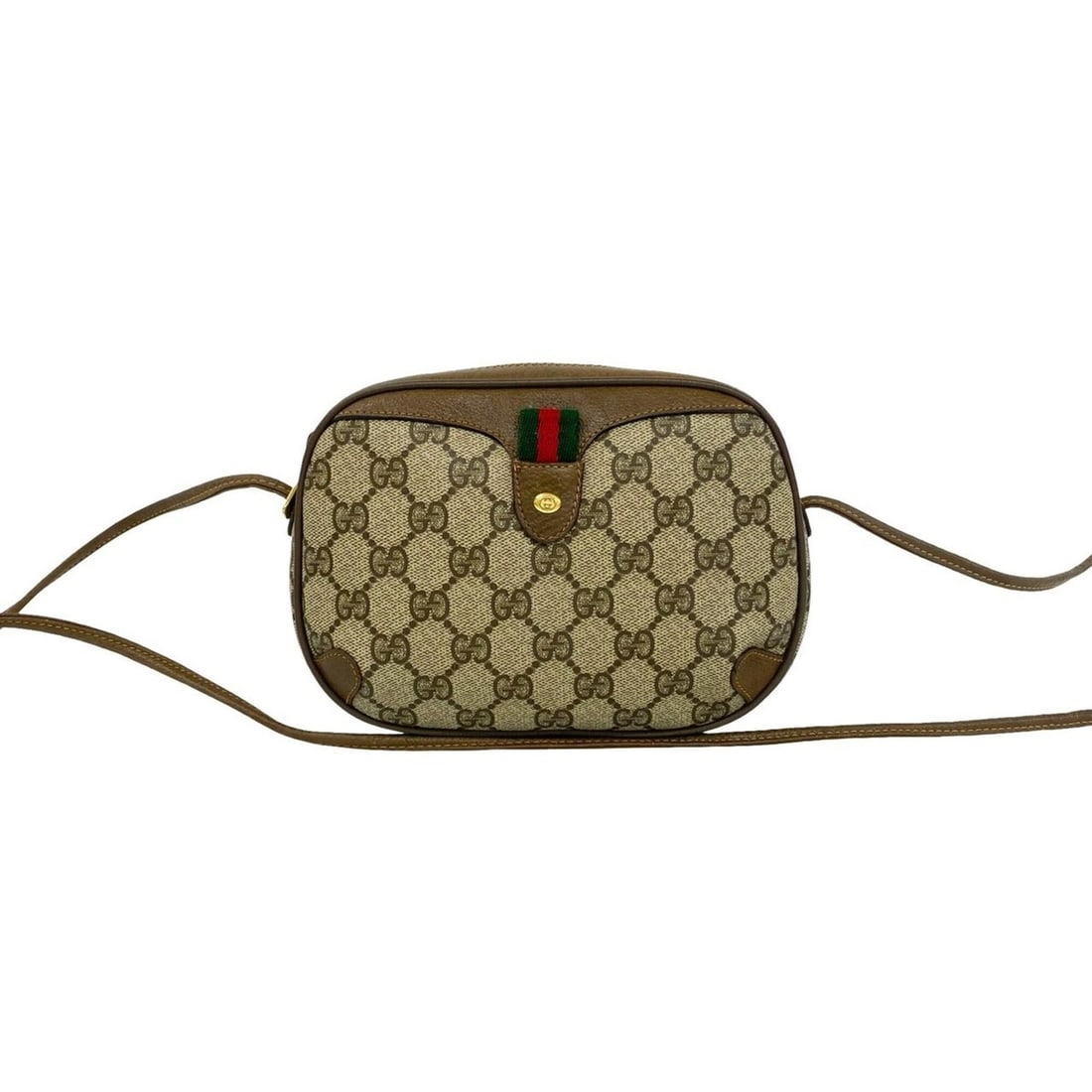 GUCCI Old Gucci Sherry Line GG Logo Pattern Leather Shoulder Bag/Pouch Brown 69155