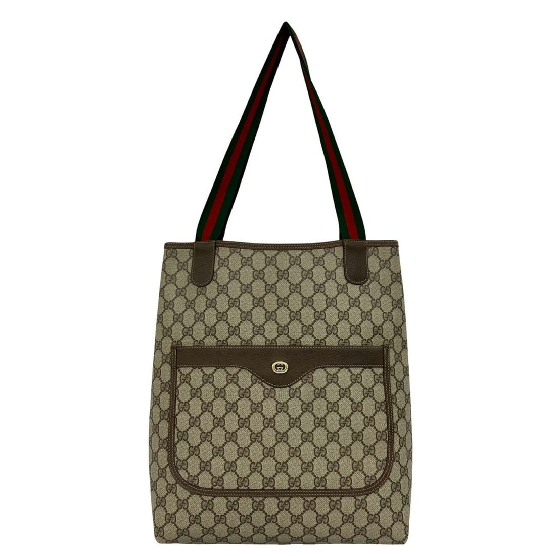 GUCCI Old Gucci Sherry Line GG Logo Pattern Leather Tote Bag Shoulder Brown 36061: --- Catalog ---Category: SizeSize (HxWxD): 36cm x 36.5cm x 10.5cm / 14.17'' x 14.37'' x 4.13''Category: DesignType: Shoulder bag, Tote bagColor: Brown, Green, Red colorGender: WomenMaterial: Leather ,